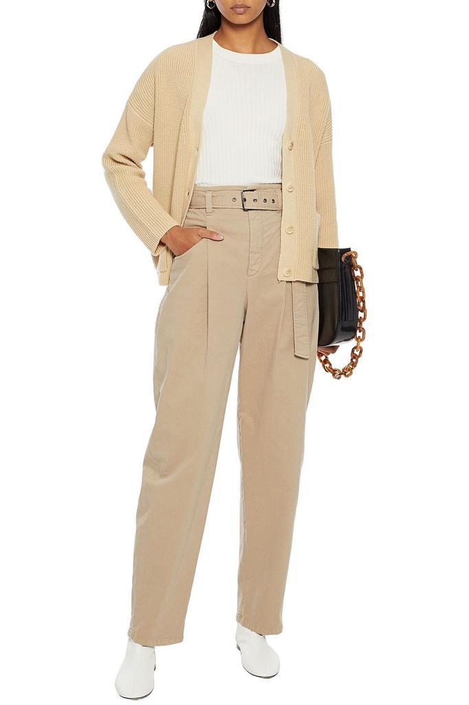 商品Brunello Cucinelli|Belted pleated cotton-blend twill tapered pants,价格¥4229,第4张图片详细描述