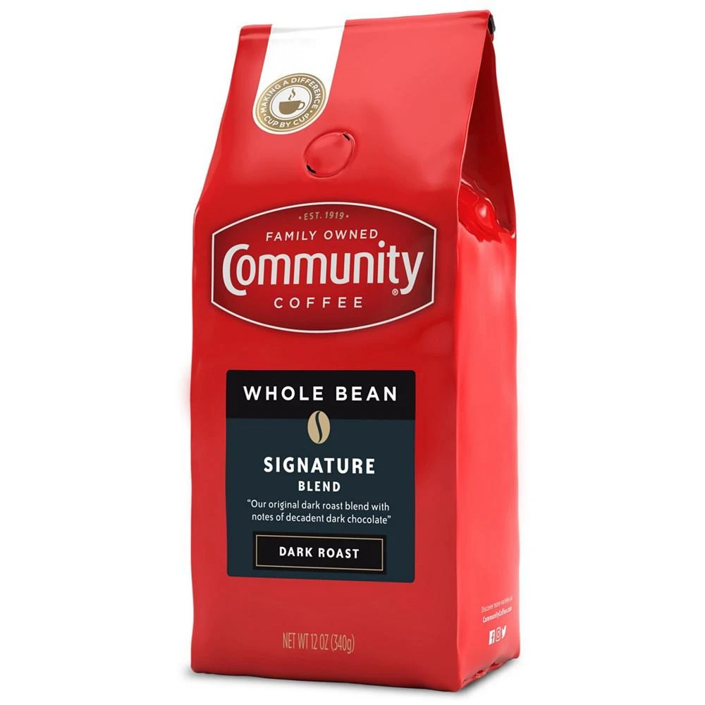 商品Community Coffee|Signature Blend Dark Roast Premium Whole Bean Coffee, 12 Oz - 6 Pack,价格¥464,第3张图片详细描述