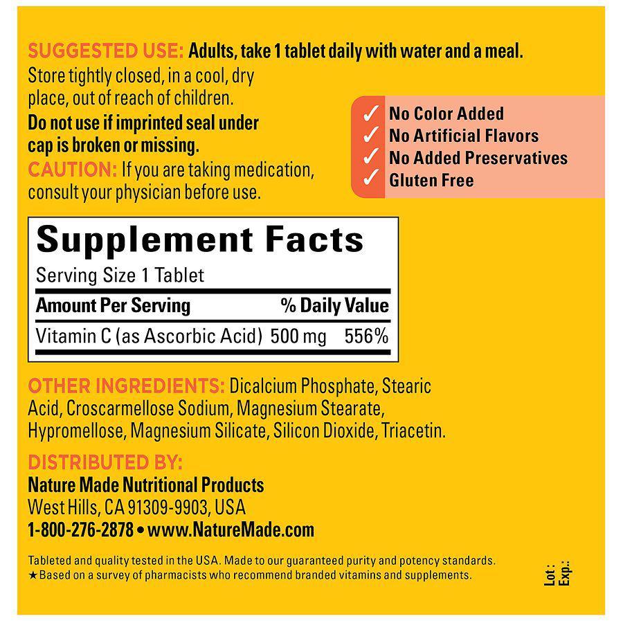 商品Nature Made|Vitamin C 500 mg Tablets,价格¥187,第6张图片详细描述