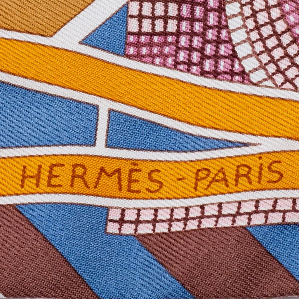 商品[二手商品] Hermes|Hermès Brown Mosaic Print Silk Twilly,价格¥1488,第4张图片详细描述