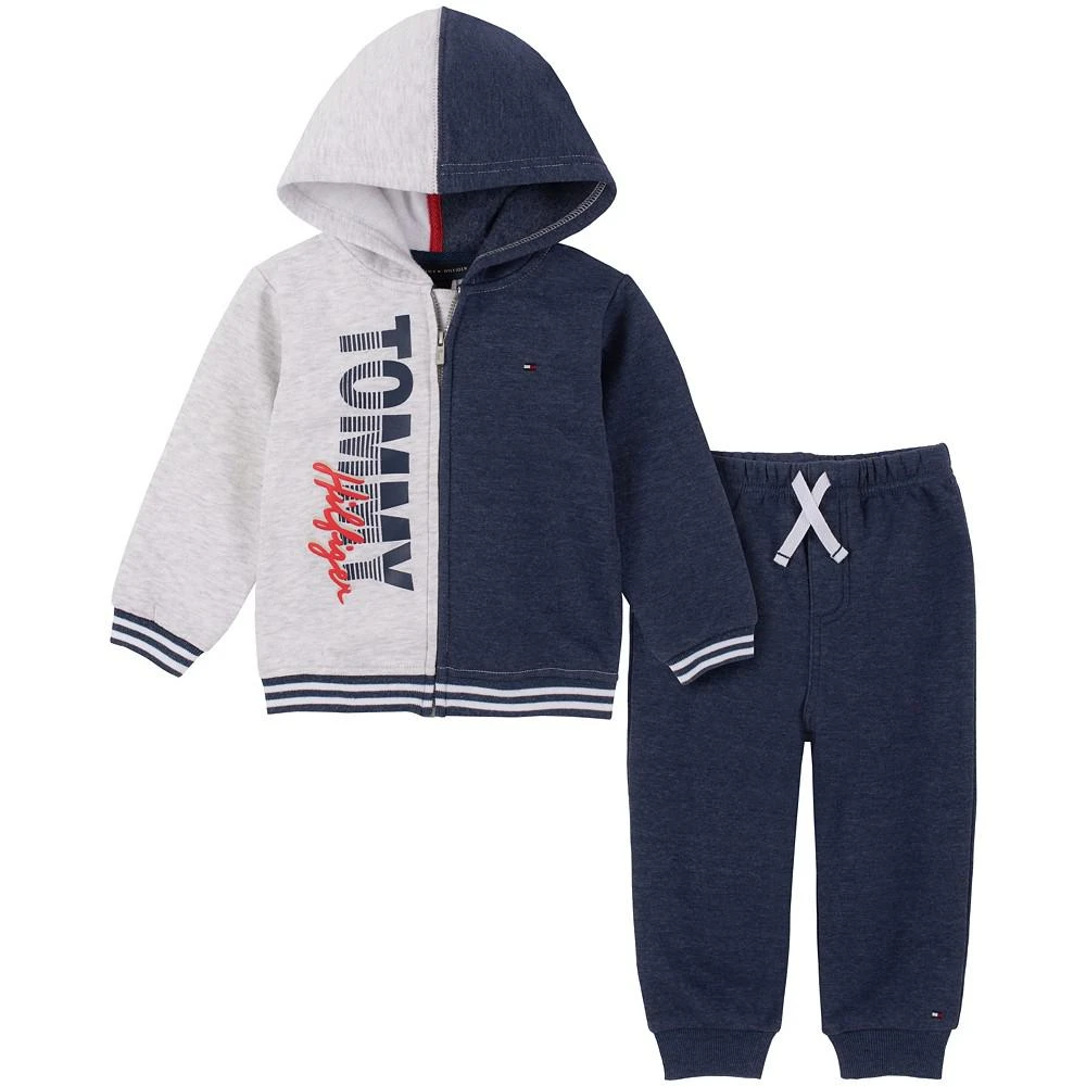商品Tommy Hilfiger|Baby Boys Two Tone Sporty Zip Up Hoodie and Joggers Sweatsuit, 2 Piece Set,价格¥135,第1张图片
