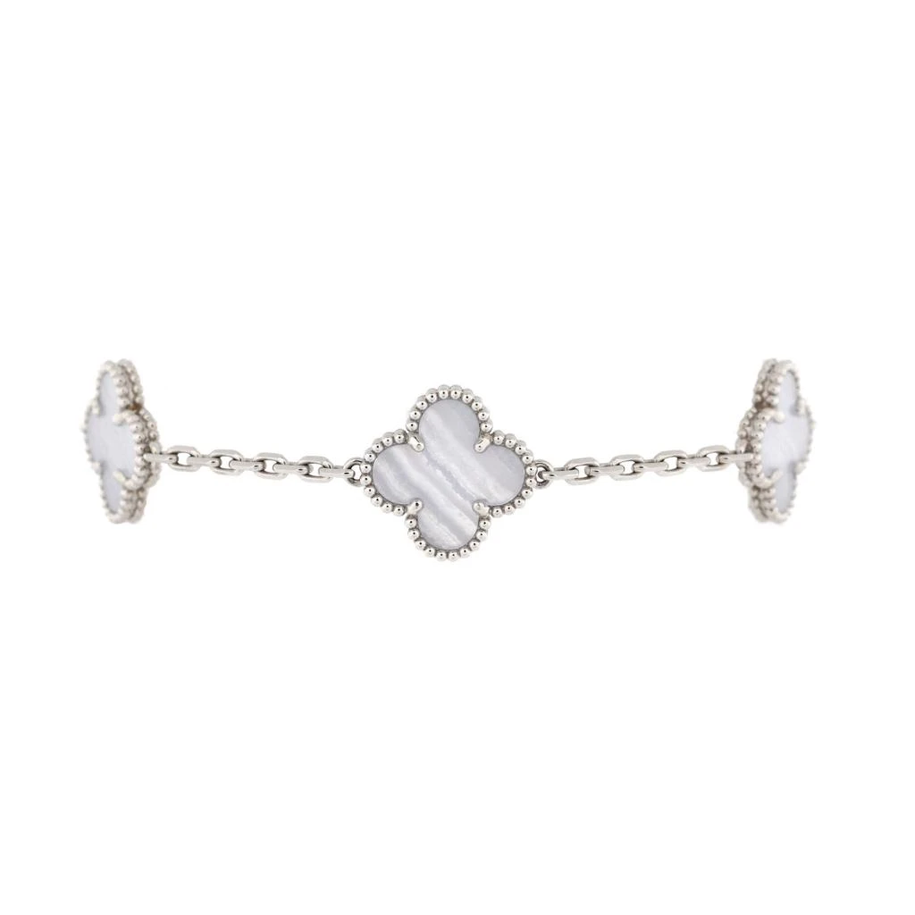 商品[二手商品] Van Cleef & Arpels|Vintage Alhambra 5 Motifs Bracelet 18K White Gold and Chalcedony,价格¥39073,第1张图片