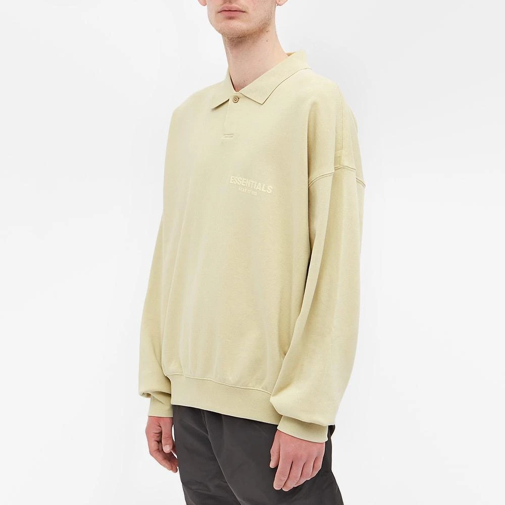 商品Essentials|Fear of God ESSENTIALS Logo Long Sleeve Polo - Wheat,价格¥516,第2张图片详细描述