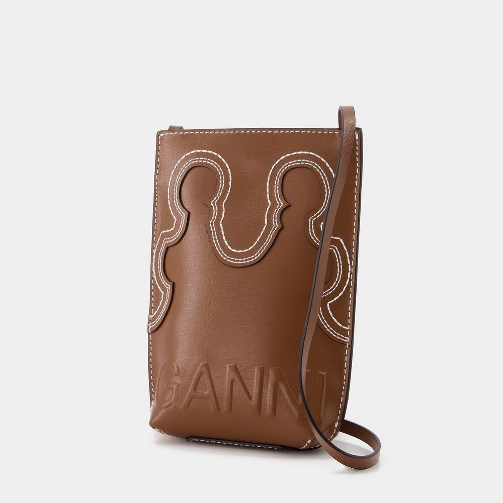 商品Ganni|Banner Western Small Crossbody Bag in Brown Leather,价格¥1219,第2张图片详细描述