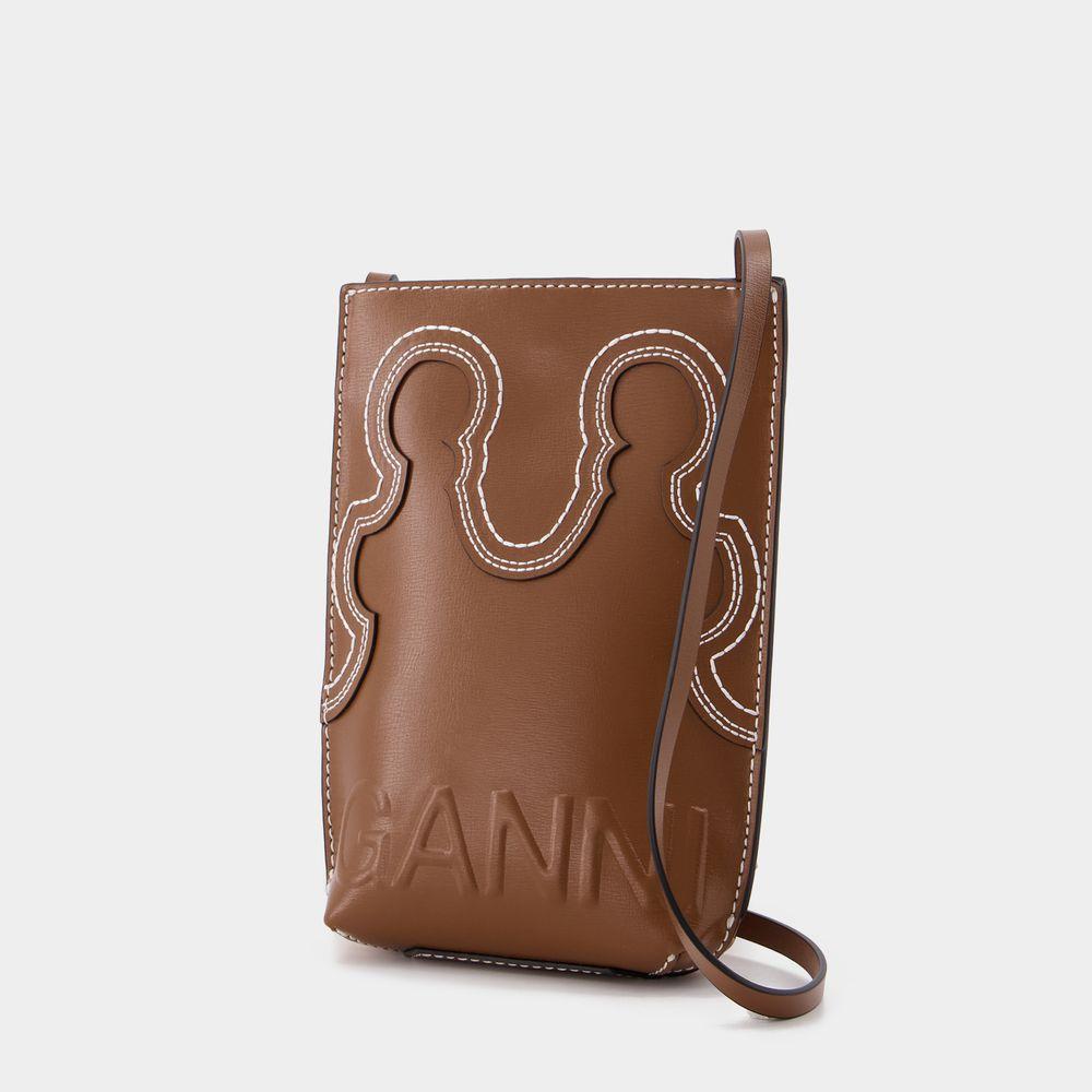 商品Ganni|Banner Western Small Crossbody Bag in Brown Leather,价格¥1369,第4张图片详细描述