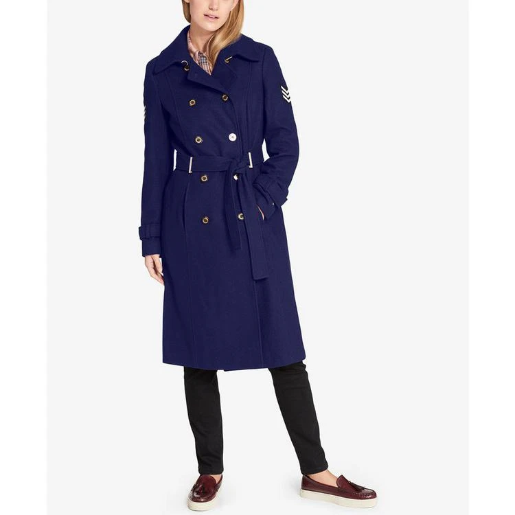 商品Tommy Hilfiger|Military Wool-Blend Belted Trench Coat,价格¥1555,第1张图片