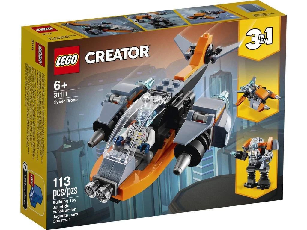 商品LEGO|LEGO Creator 3in1 Cyber Drone 31111 3in1 Toy Building Kit Featuring a Cyber Drone, Cyber Mech and Cyber Scooter, New 2021 (113 Pieces),价格¥75,第2张图片详细描述