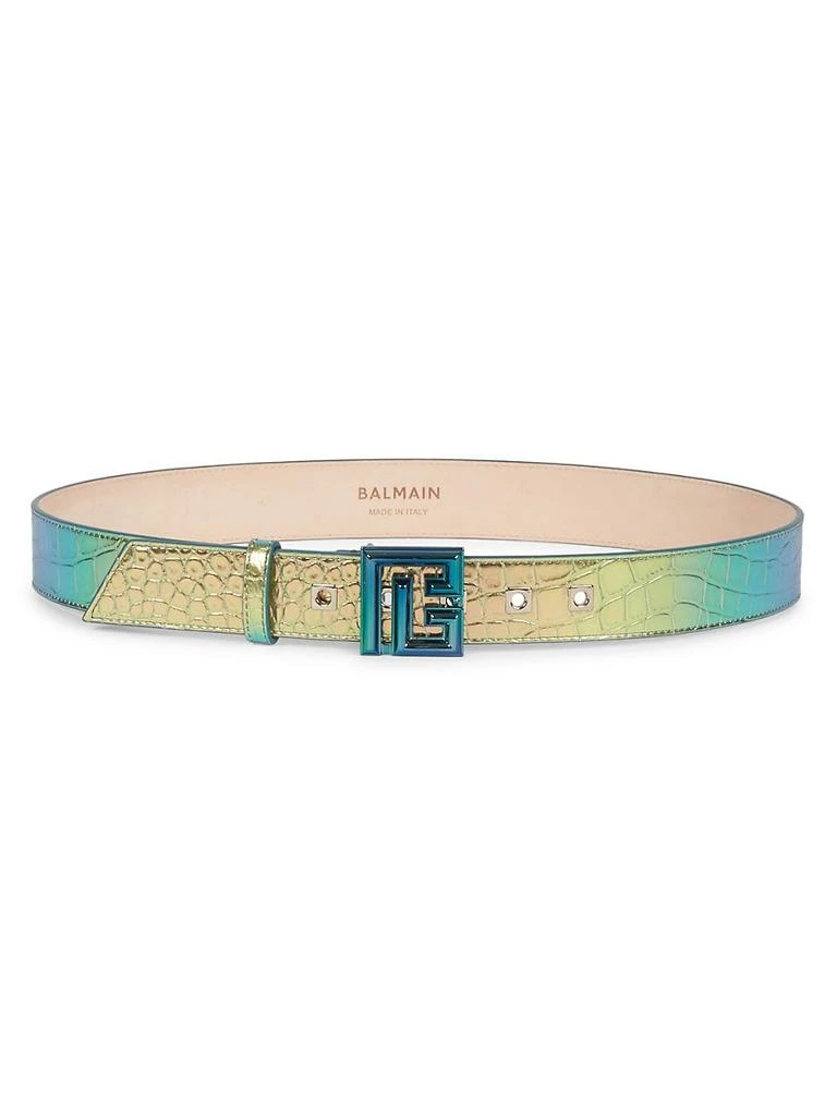 商品Balmain|Iridescent Croc-Embossed Leather Belt,价格¥2202,第1张图片