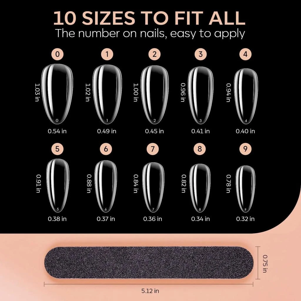 商品[国内直发] MODELONES|200Pcs Clear Almond Full Cover Nail Tips,价格¥75,第3张图片详细描述