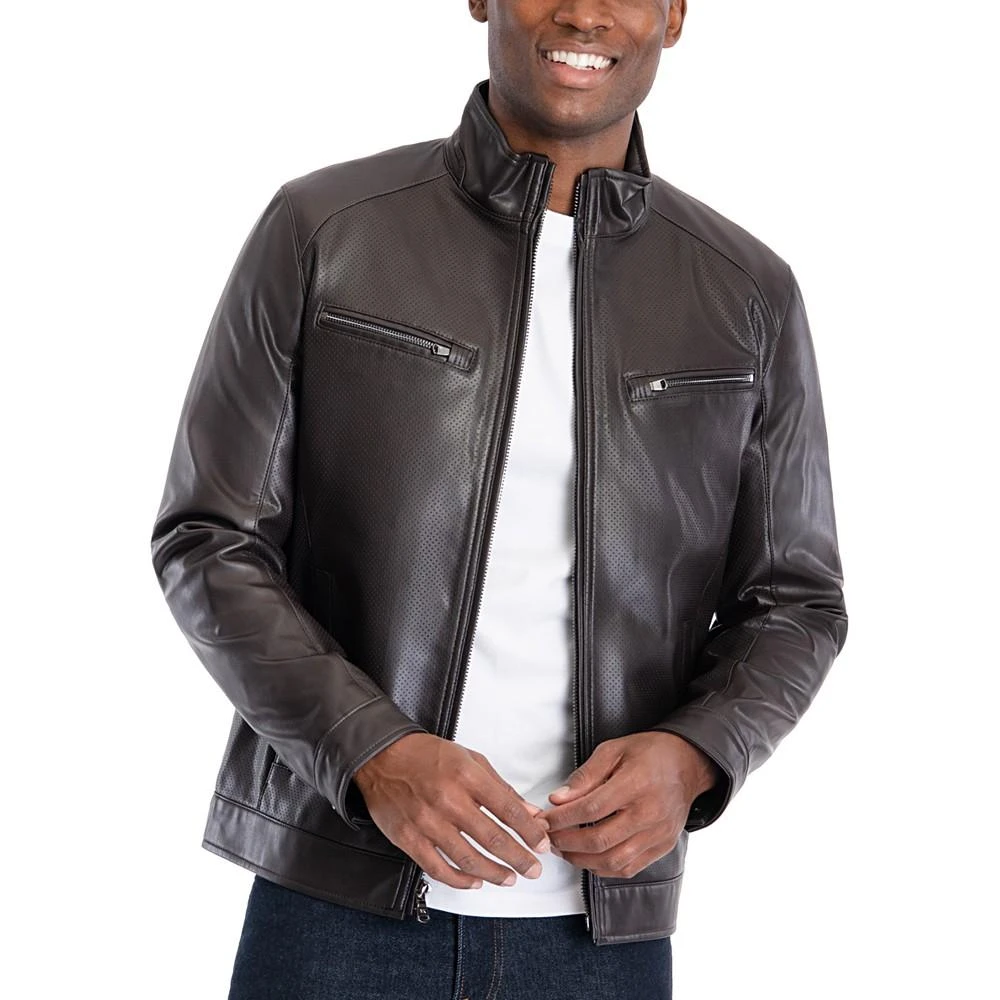 商品Michael Kors|Men's Perforated Faux Leather Moto Jacket, Created for Macy's,价格¥1004,第1张图片