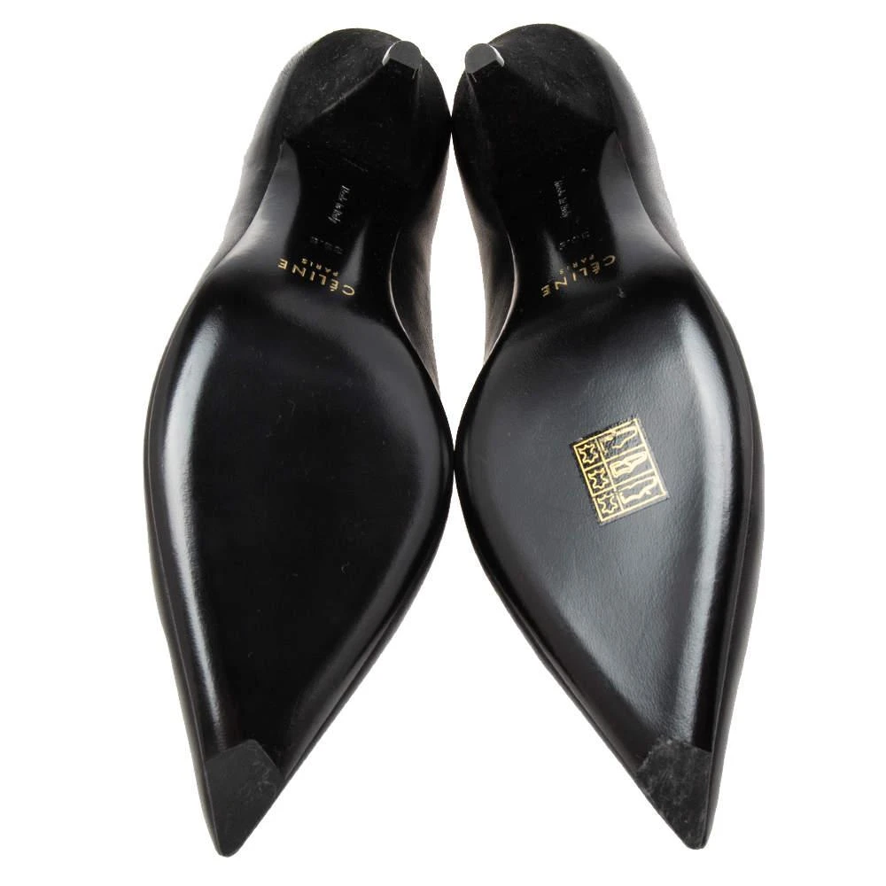 Celine Black Leather V Neck Pointed-Toe Pumps Size 38.5  商品