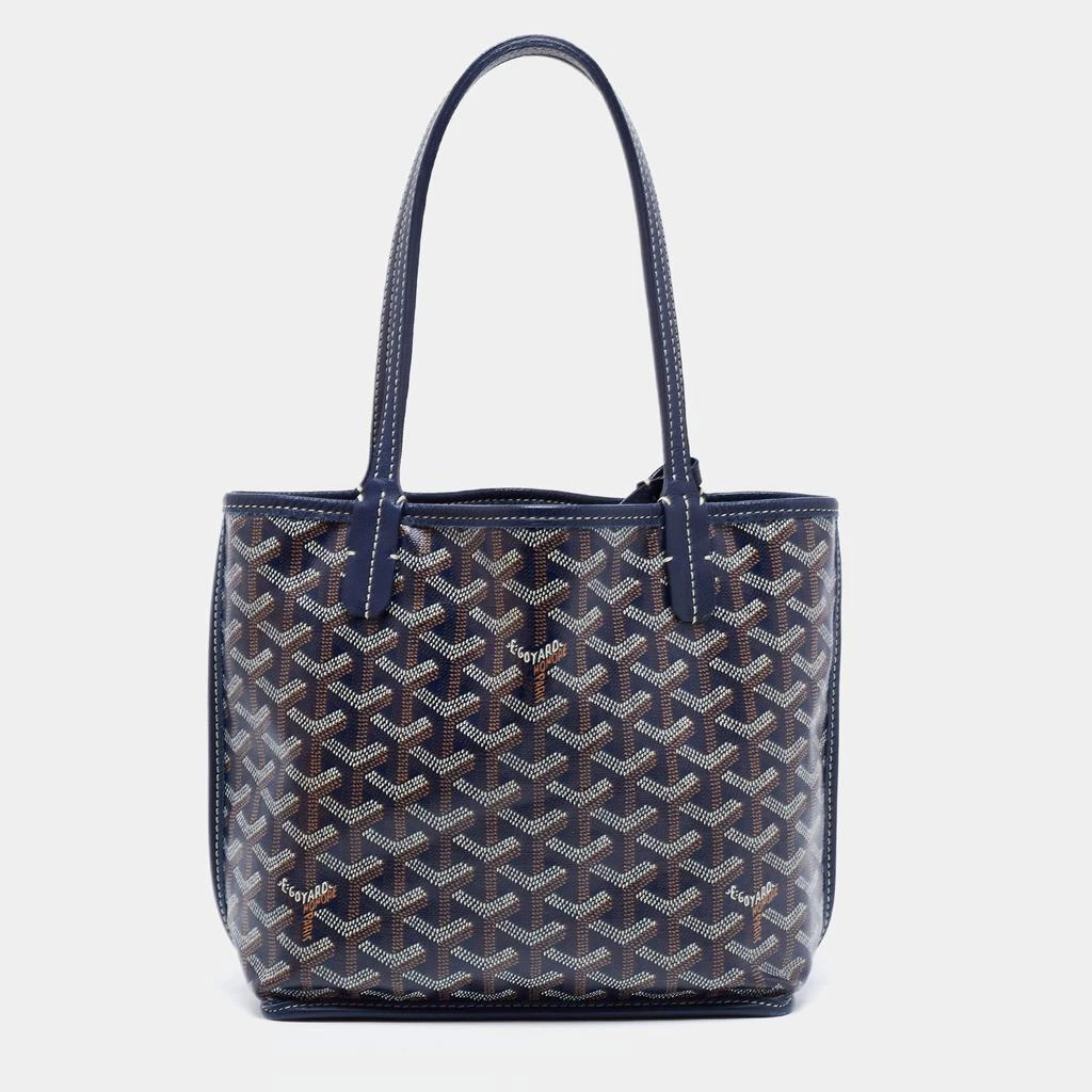 商品[二手商品] Goyard|Goyard Navy Blue Goyardine Coated Canvas and Leather Mini Anjou Tote,价格¥15897,第4张图片详细描述