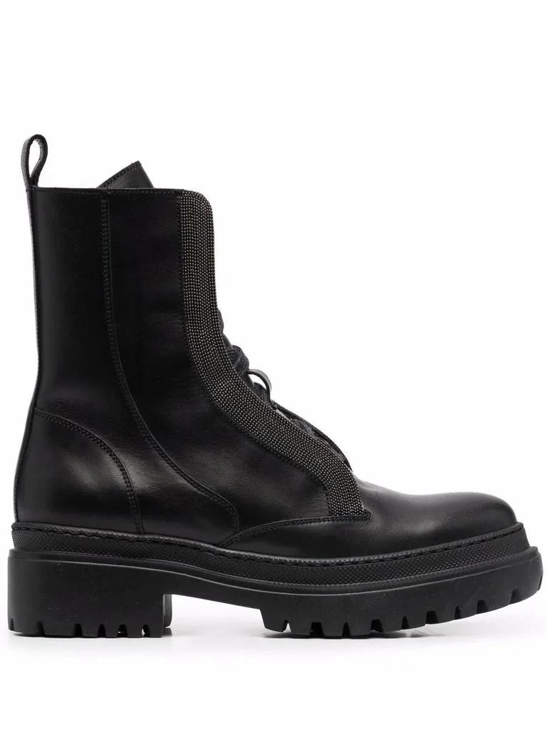 商品Brunello Cucinelli|Brunello cucinelli women's black leather ankle boots,价格¥10060,第1张图片