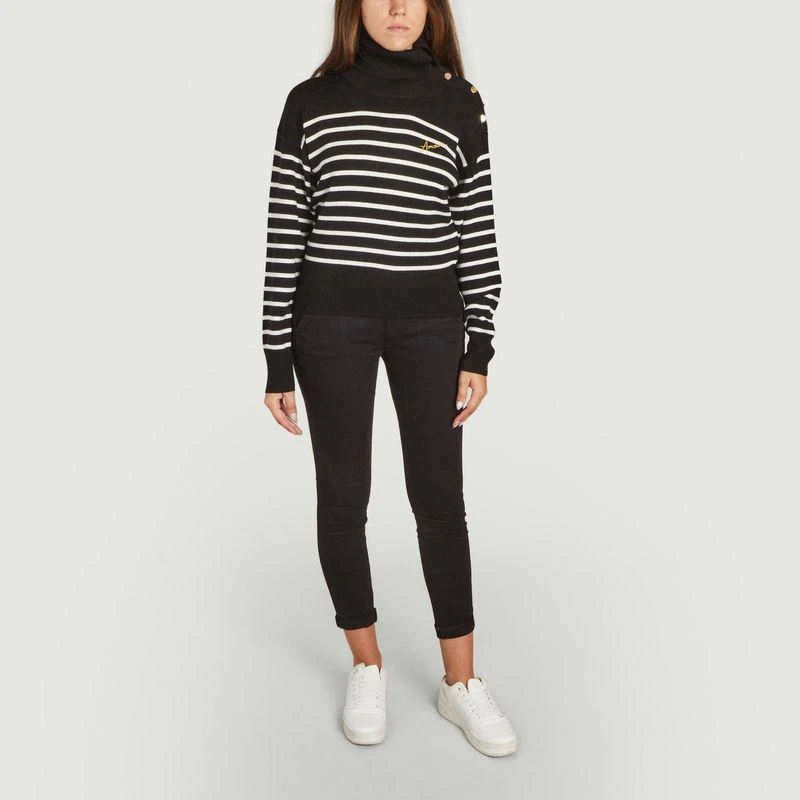 商品Maison Labiche|Regnault Amour embroidered turtleneck sweater Black off white Maison Labiche,价格¥1456,第4张图片详细描述