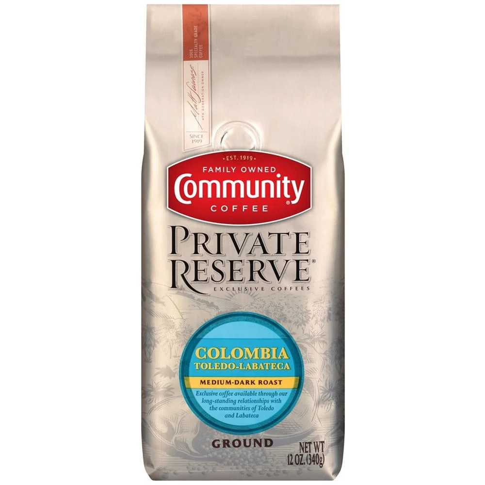 商品Community Coffee|Private Reserve Colombia Toledo-Labateca Medium-Dark Roast Specialty-Grade Ground Coffee, 12 Oz - 6 Pack,价格¥651,第2张图片详细描述