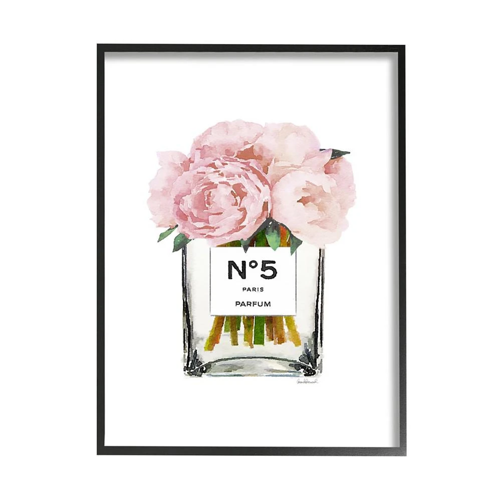 商品Stupell Industries|Fashion Designer Flower Bottle Pink Watercolor Black Framed Giclee Texturized Art, 24" x 30",价格¥1387,第1张图片