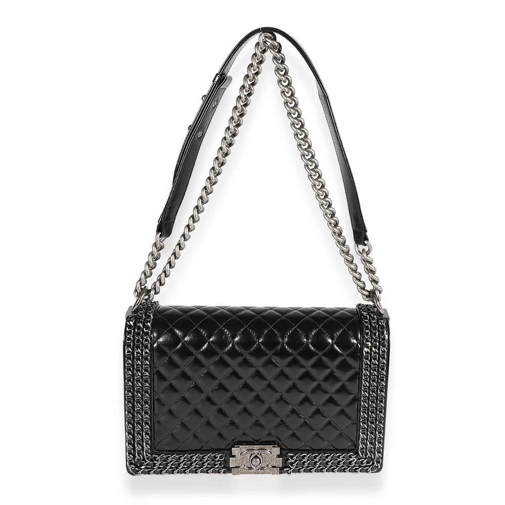 商品[二手商品] Chanel|Chanel Black Quilted Calfskin Chained Medium Boy Bag,价格¥37971,第5张图片详细描述