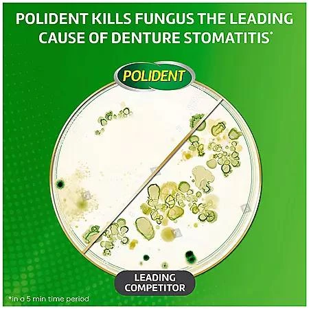 Polident 3-Minute Triple-Mint Antibacterial Denture Cleanser, Effervescent Tablets, 120 ct., 2 pk.  商品