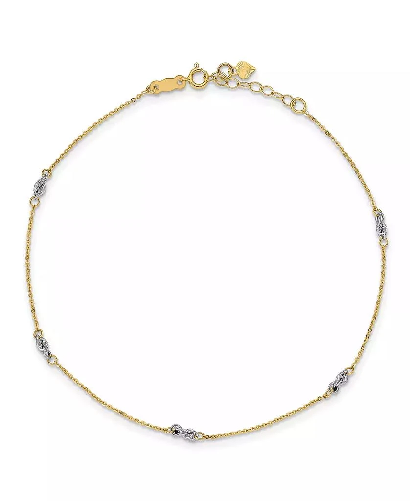 商品Macy's|Cable and Rope Chain Anklet in 14k Yellow and White Gold,价格¥4656,第1张图片