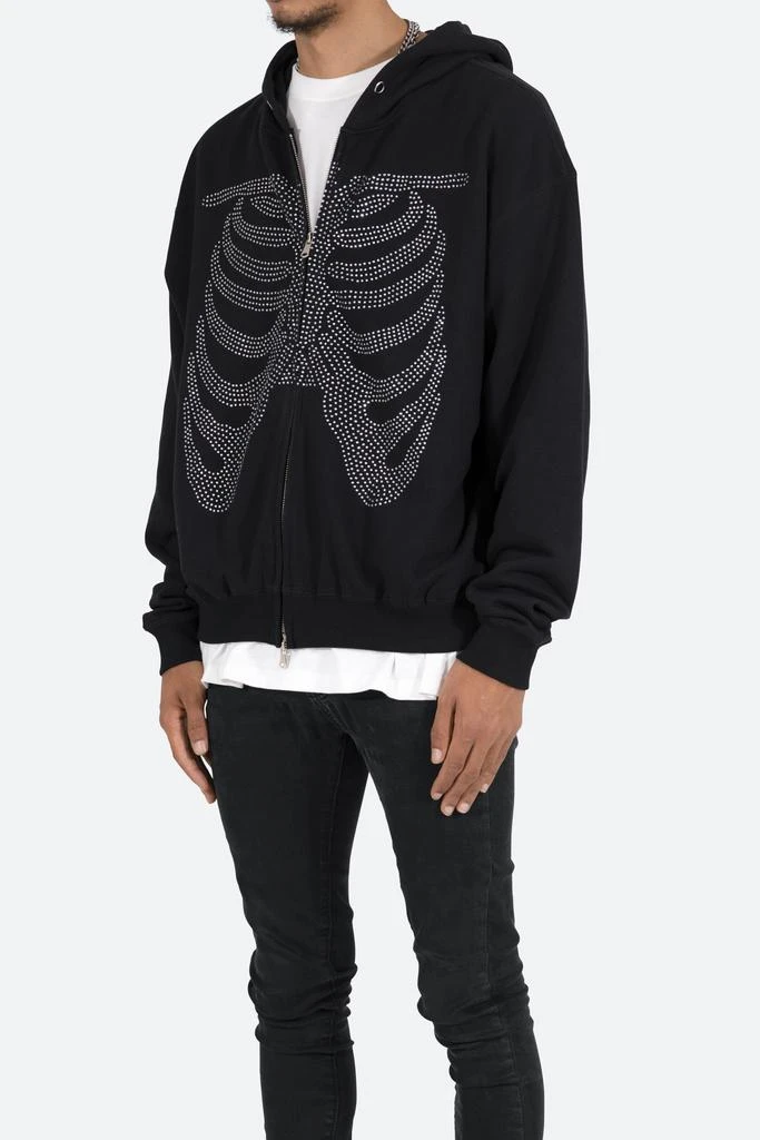 商品MNML|Rhinestone Skeleton Zip Up Hoodie - Black,价格¥137,第3张图片详细描述