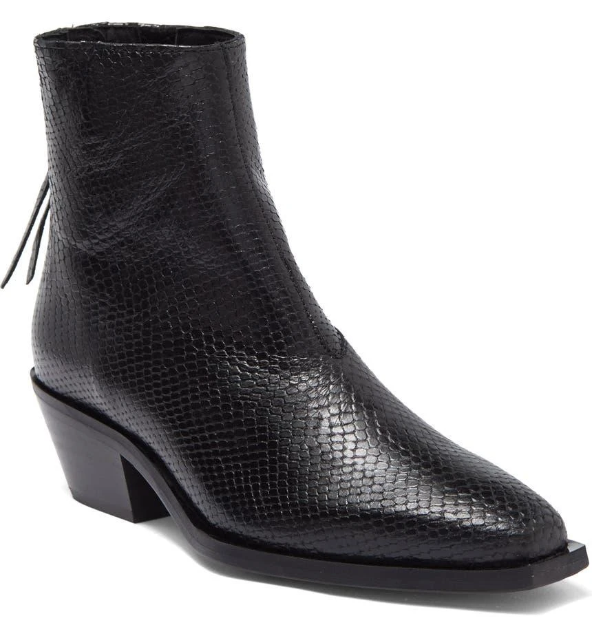 商品ALL SAINTS|Lenora Snake Embossed Leather Bootie,价格¥477,第1张图片