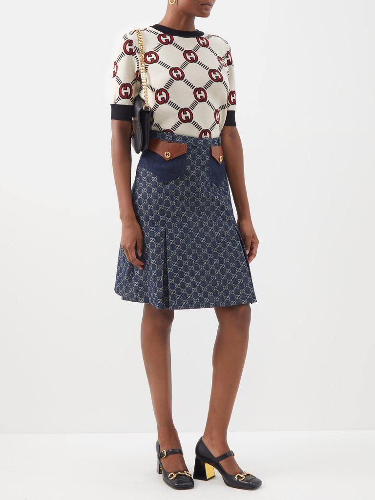 商品Gucci|GG-jacquard denim midi skirt,价格¥6852,第4张图片详细描述