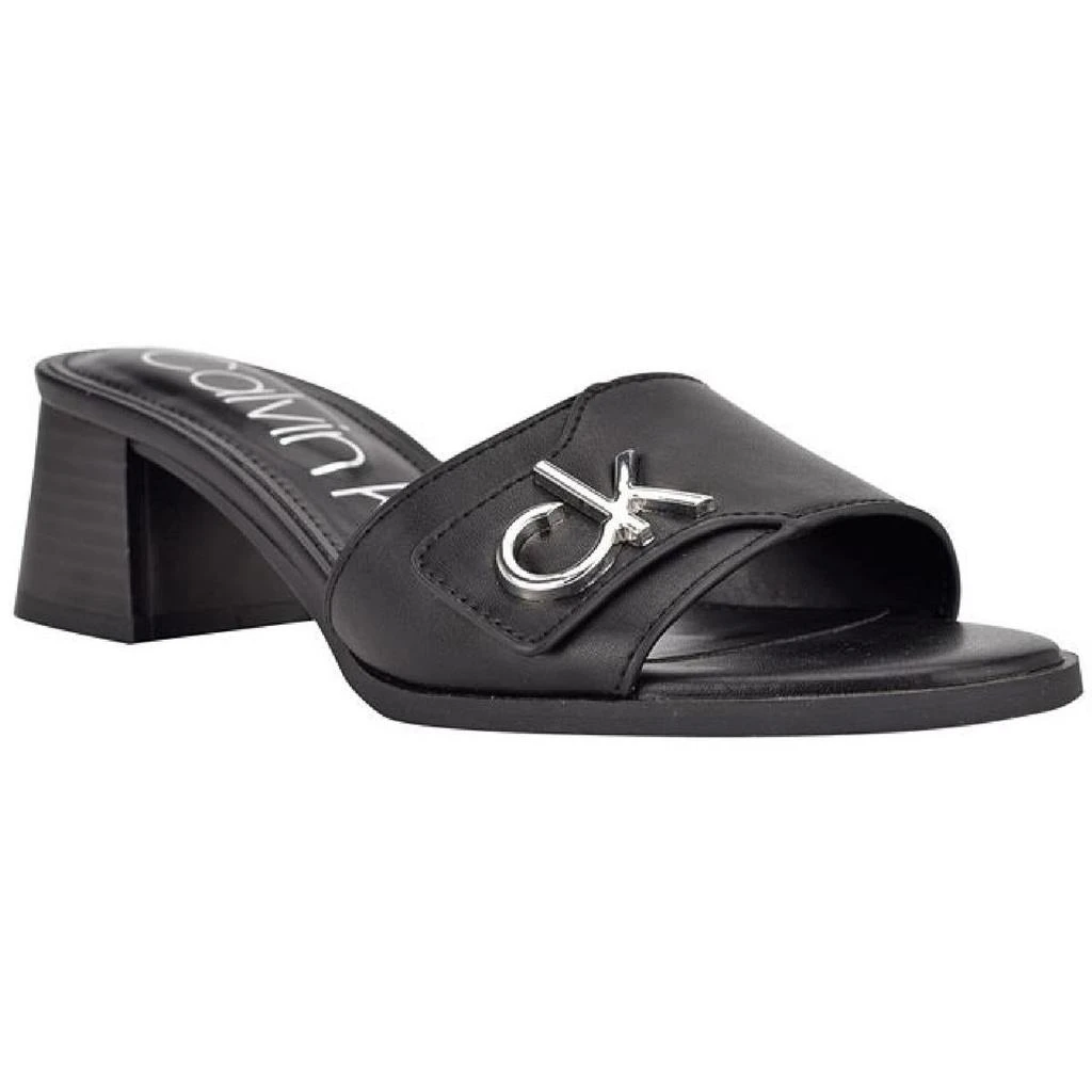 商品Calvin Klein|Calvin Klein Womens Amber Faux Leather Slip On Dress Sandals,价格¥305,第2张图片详细描述
