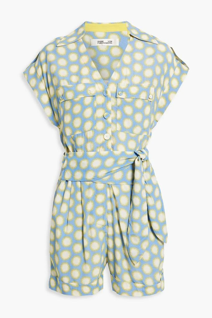 商品Diane von Furstenberg|Elijah pleated printed crepe playsuit,价格¥513,第1张图片