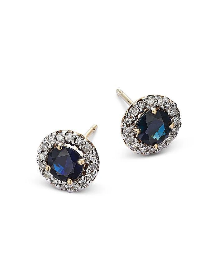 商品Moon & Meadow|14K Yellow Gold Sapphire & Diamond Stud Earrings,价格¥2332,第3张图片详细描述