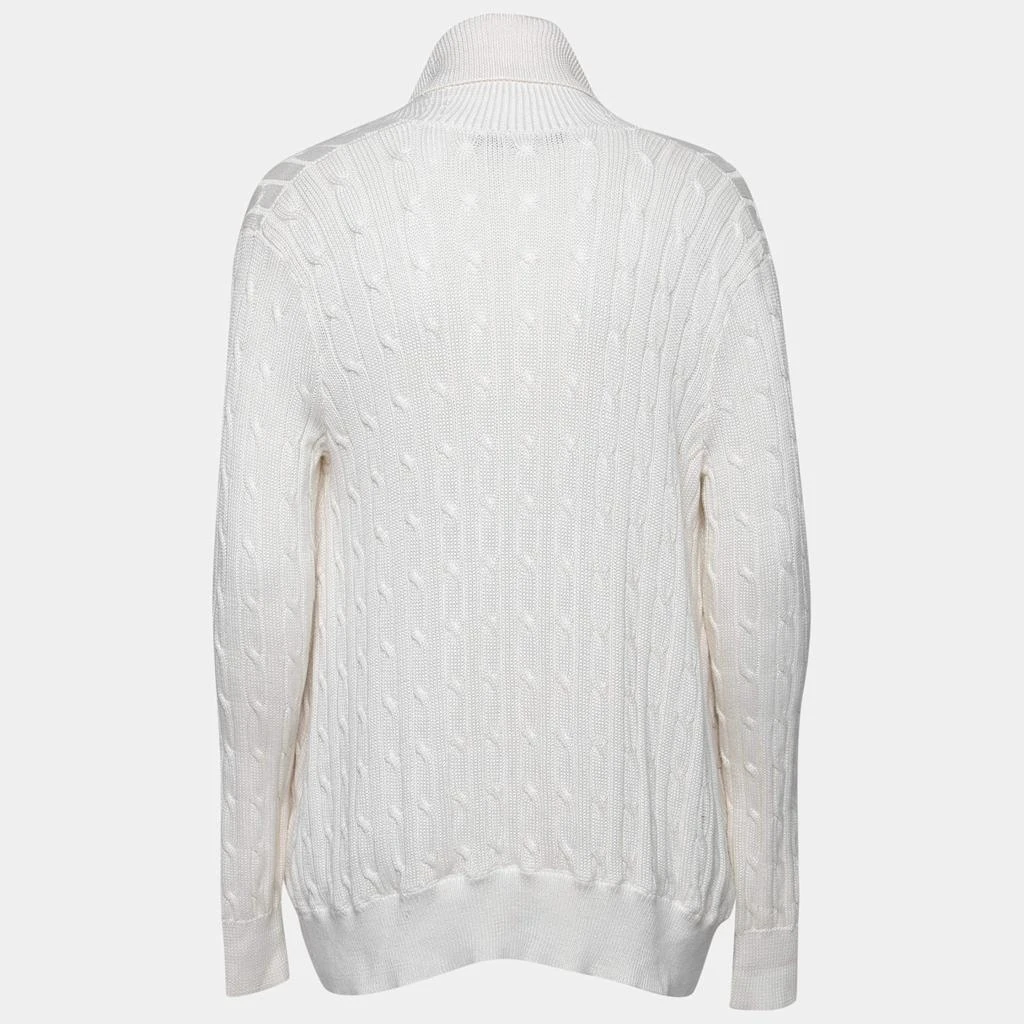 商品[二手商品] Ralph Lauren|Ralph Lauren Off White Cable Knit Shawl Neck Cardigan M,价格¥1243,第2张图片详细描述