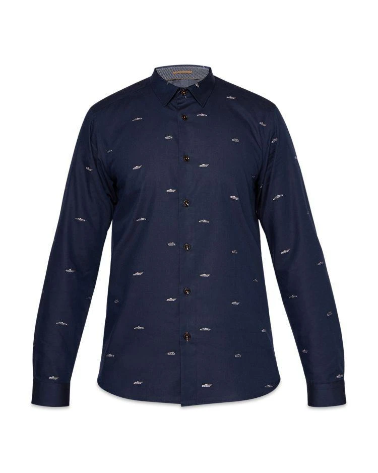 商品Ted Baker London|Ted Baker Thecoop Transport Coupe Regular Fit Button-Down Shirt,价格¥852,第4张图片详细描述