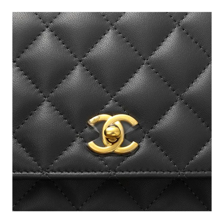 商品[国内直发] Chanel|香奈儿 23K WOC 金扣链条小金球 光滑小羊皮 单肩斜挎包 迷你 女款 深灰色,价格¥38457,第6张图片详细描述