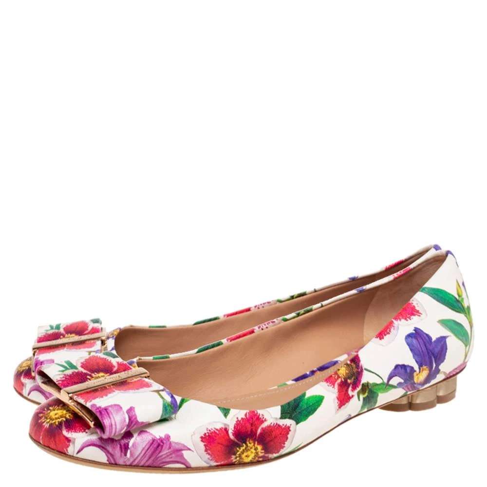 商品[二手商品] Salvatore Ferragamo|Salvatore Ferragamo Multicolor Floral Print Leather Avola Bow Ballet Flats Size 36 ,价格¥975,第4张图片详细描述