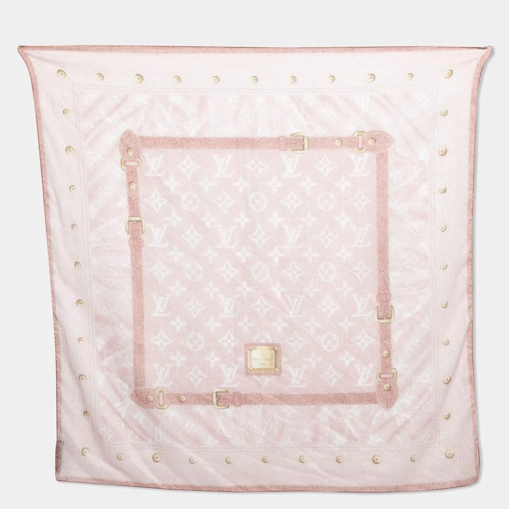 商品[二手商品] Louis Vuitton|Louis Vuitton Pink Monogram Trunk Print Cotton Scarf,价格¥1903,第1张图片