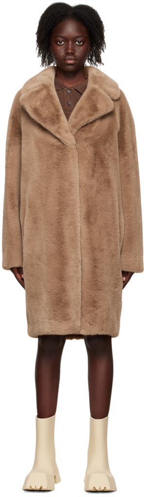 商品STAND STUDIO|Brown Camille Faux-Fur Coat,价格¥3188,第1张图片