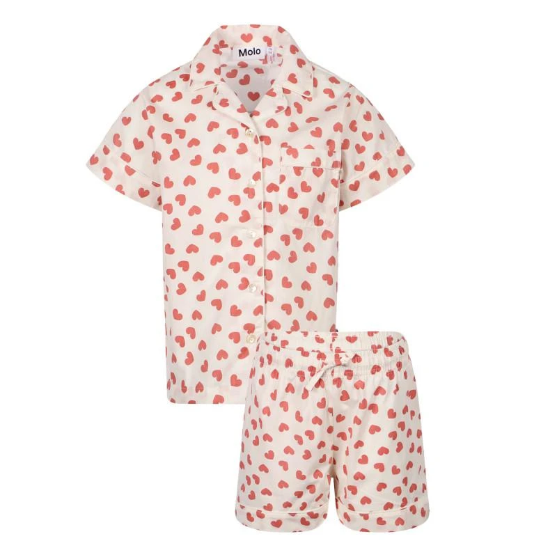 商品MOLO|Hearts all over pajama set in white and pink,价格¥584,第1张图片