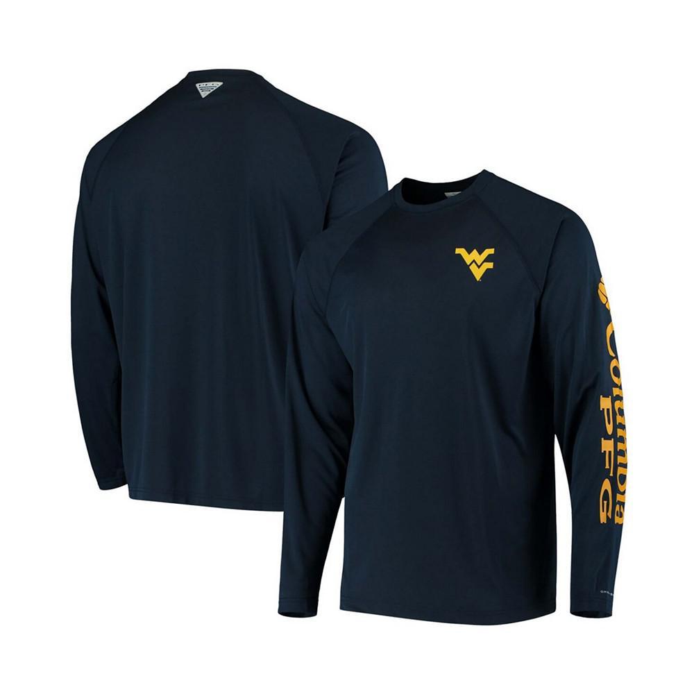 商品Columbia|Men's PFG Navy West Virginia Mountaineers Terminal Tackle Omni-Shade Long Sleeve T-shirt,价格¥295,第1张图片