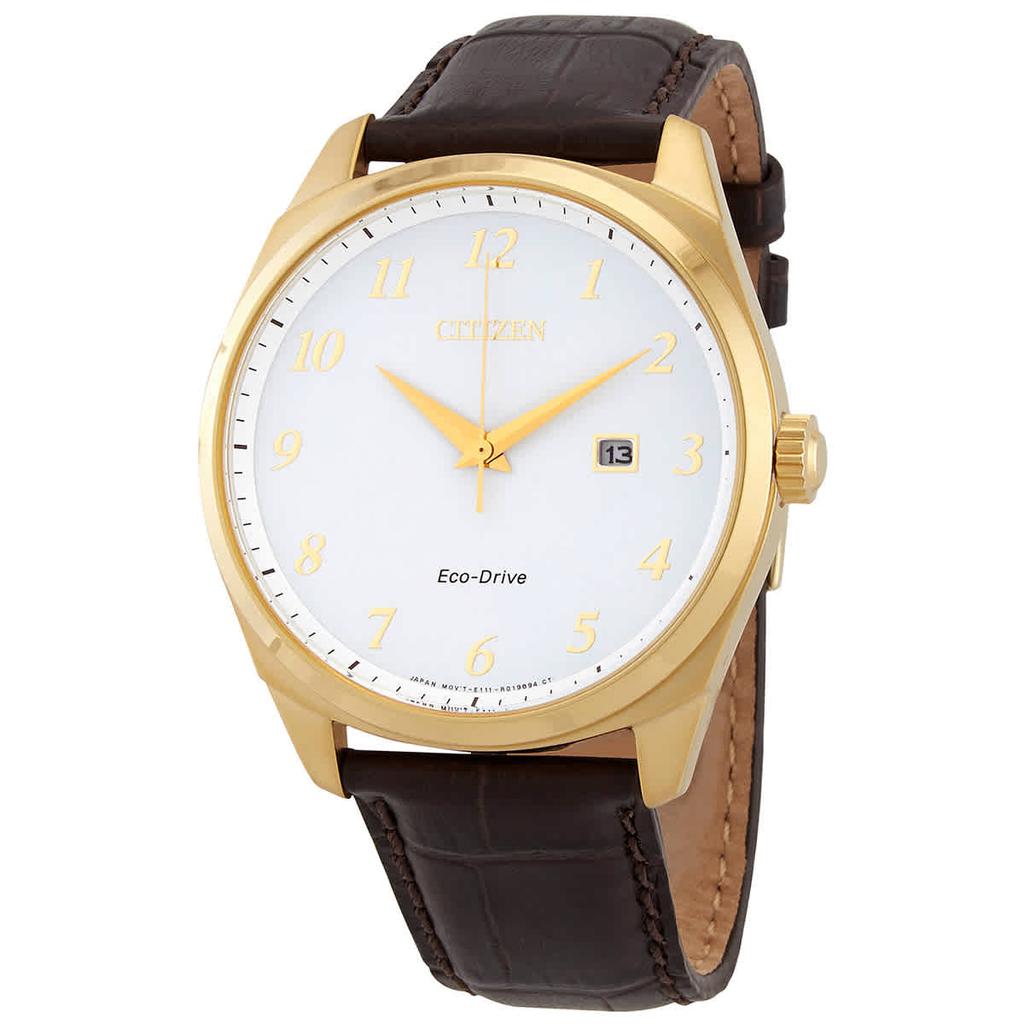 Eco-Drive White Dial Brown Leather Mens Watch BM7322-06A商品第1张图片规格展示