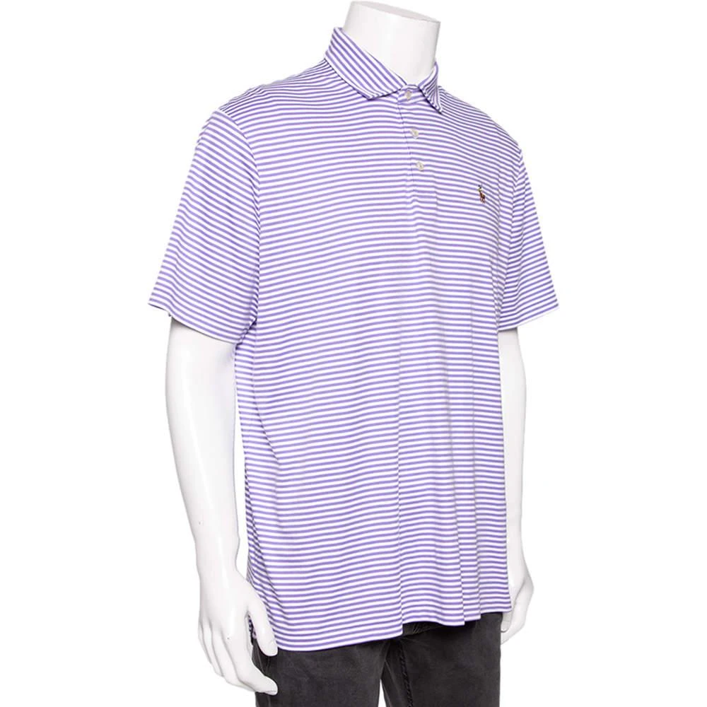 商品[二手商品] Ralph Lauren|Polo Ralph Lauren Purple Striped Cotton Classic Fit Polo T-Shirt L,价格¥1033,第2张图片详细描述