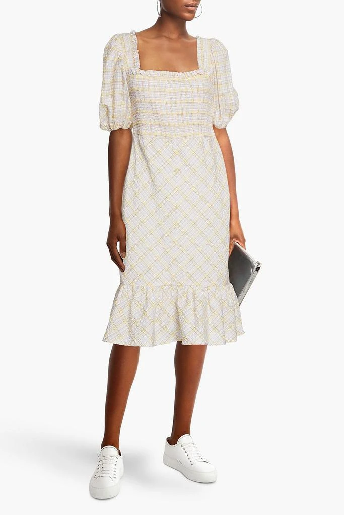 商品Ganni|Checked organic cotton-blend seersucker dress,价格¥389,第2张图片详细描述