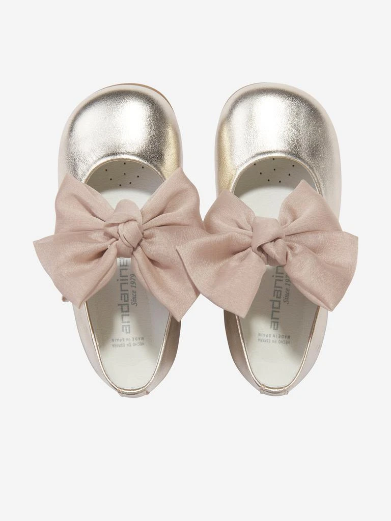 商品Andanines|Girls Leather Bow Shoes in Gold,价格¥337,第4张图片详细描述