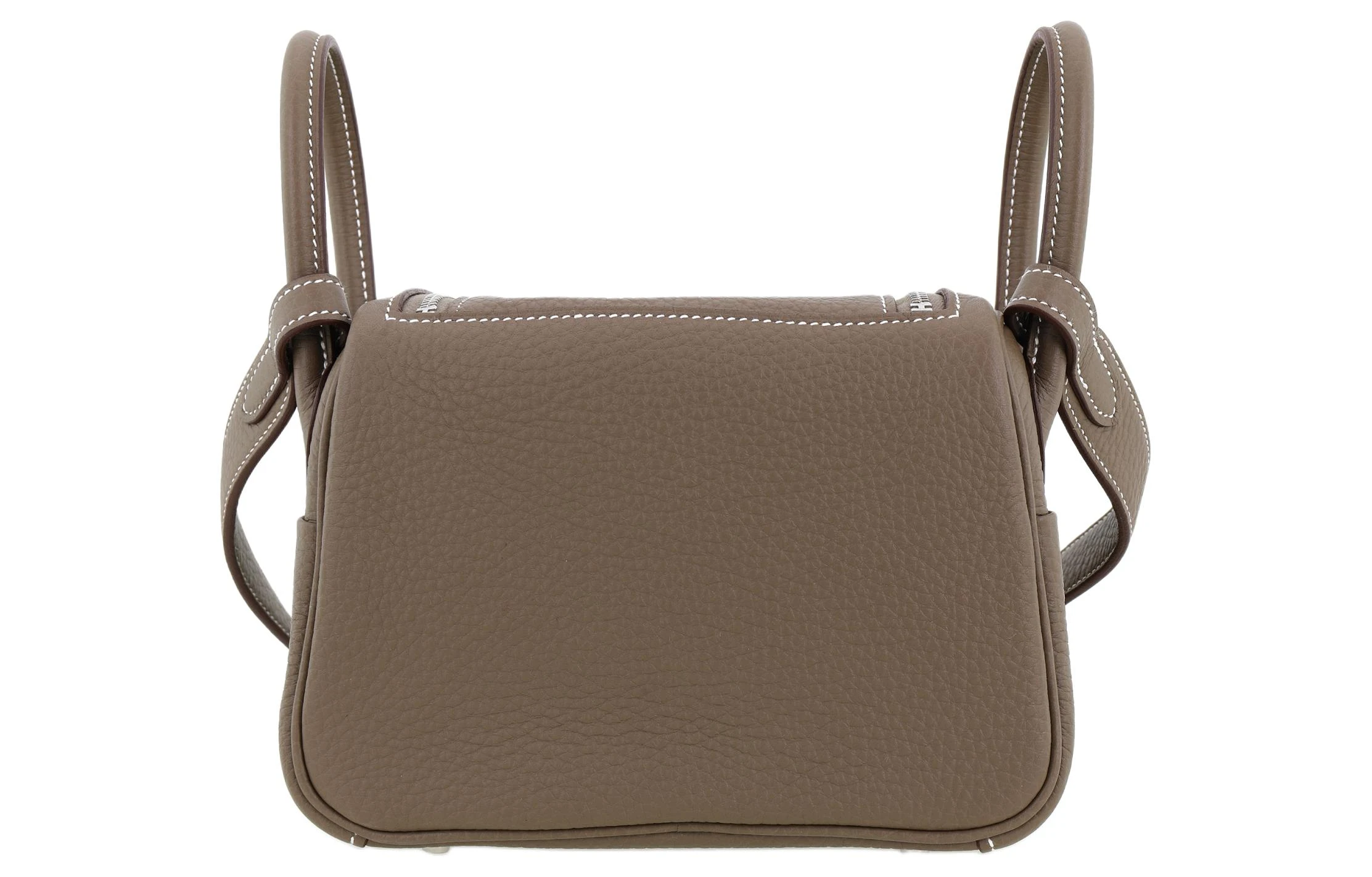 商品[国内直发] Hermes|爱马仕 Lindy 银扣 19 Taurillon Clemence牛皮 手提包单肩包斜挎包 迷你 女款 18 Etoupe大象灰,价格¥100522,第4张图片详细描述