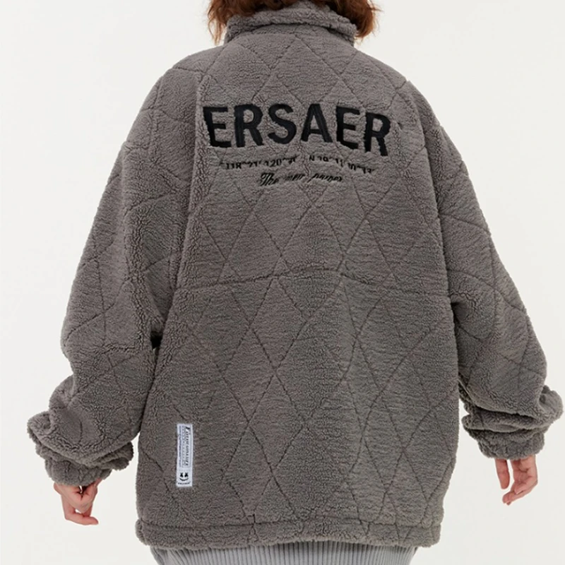  ER 基础logo刺绣仿羊羔毛棉衣男女同款冬潮牌宽松摇粒绒情侣夹克棉服外套ERyg2255339 商品