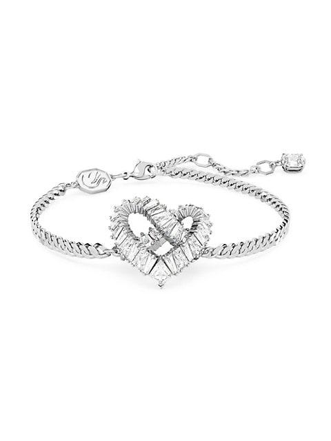 Matrix Rhodium-Plated & Crystal Heart Bracelet商品第1张图片规格展示