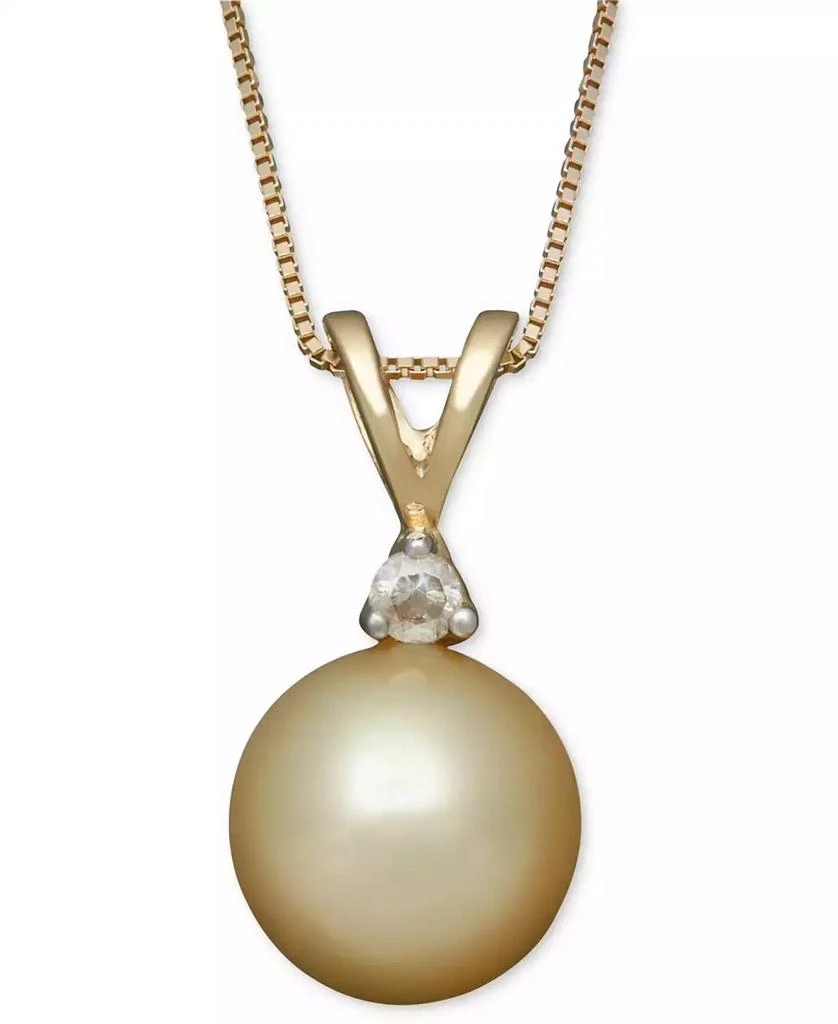 商品Belle de Mer|Golden South Sea Pearl (8mm) and Diamond Accent Pendant Necklace in 14k Gold,价格¥8515,第1张图片