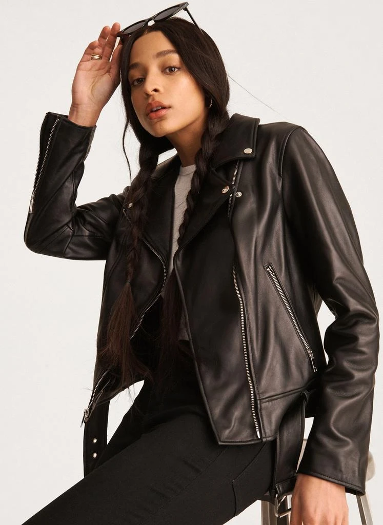 商品DKNY|Leather Motorcycle Jacket,价格¥2270,第4张图片详细描述