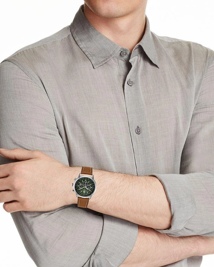 商品Citizen|Eco-Drive Avion Chronograph Leather Strap Watch, 44mm,价格¥2215,第2张图片详细描述