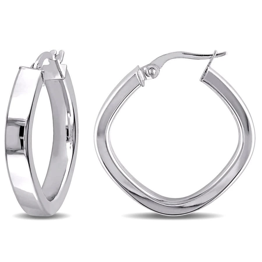 商品Amour|Geometric Hoop Earrings In 10K White Gold,价格¥1931,第1张图片