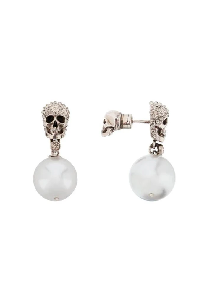 商品Alexander McQueen|Alexander mcqueen pearl skull earrings with crystal pavé,价格¥2008,第3张图片详细描述