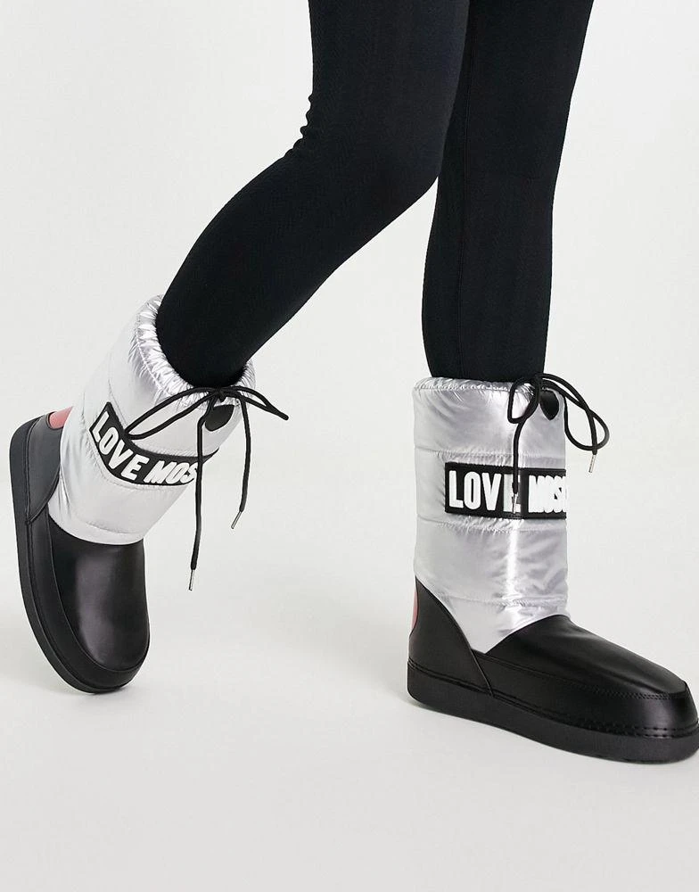 商品Moschino|Love Moschino logo snow boots in black and silver,价格¥798,第1张图片